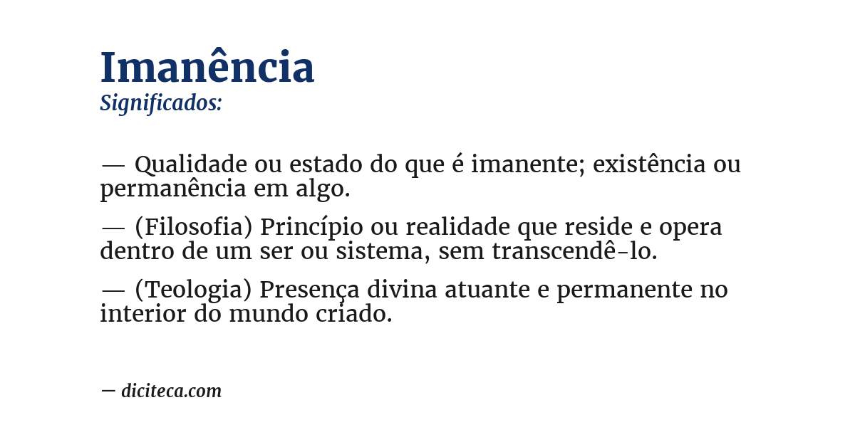 Significado de imanência