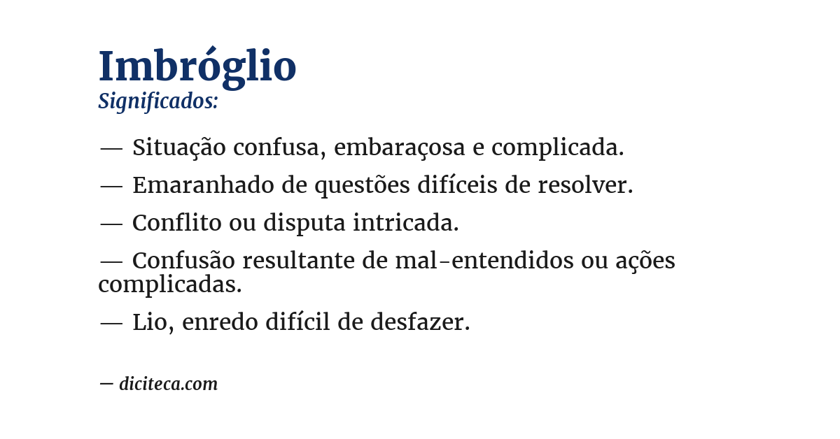Significado de imbróglio