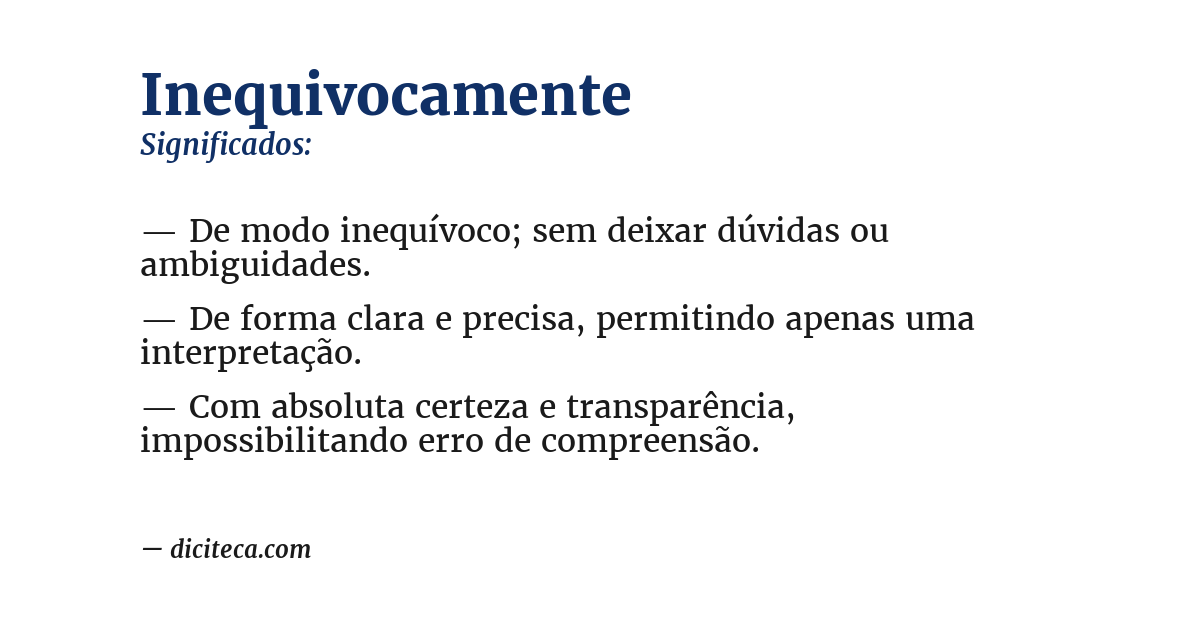 Significado de inequivocamente