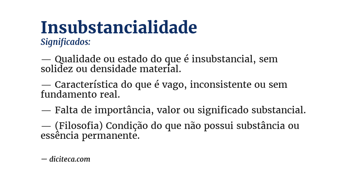 Significado de insubstancialidade