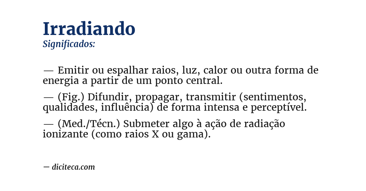 Significado de irradiando