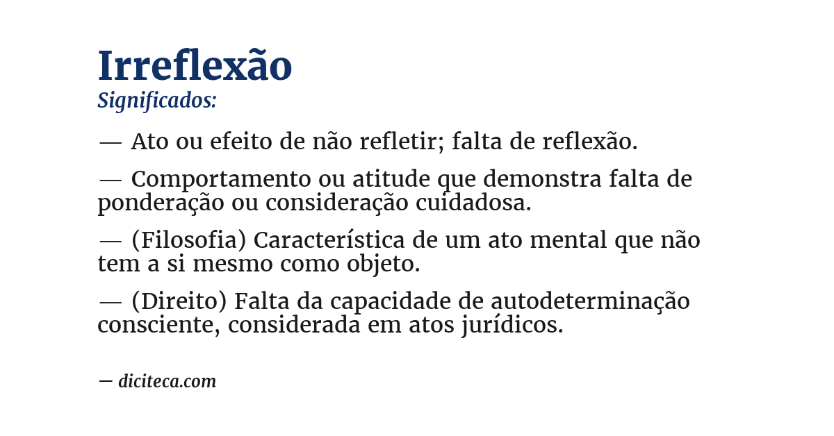 Significado de irreflexão