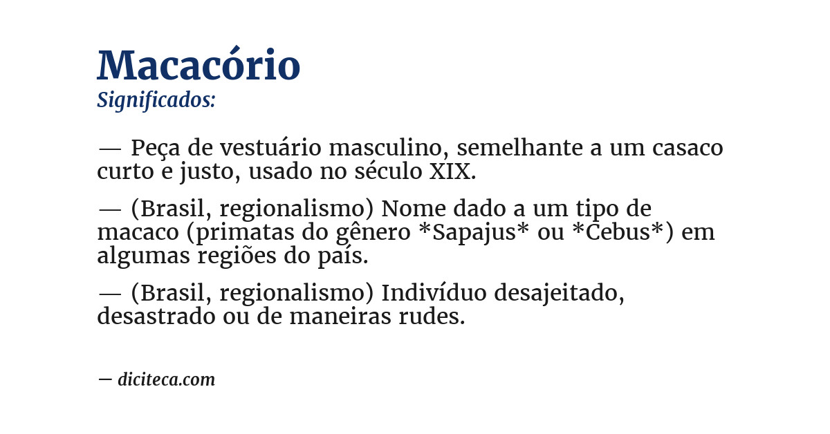 Significado de macacório