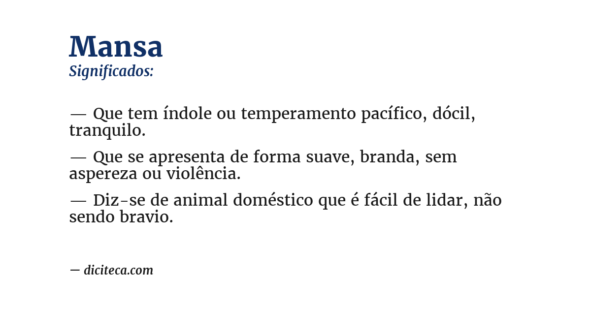 Significado de mansa