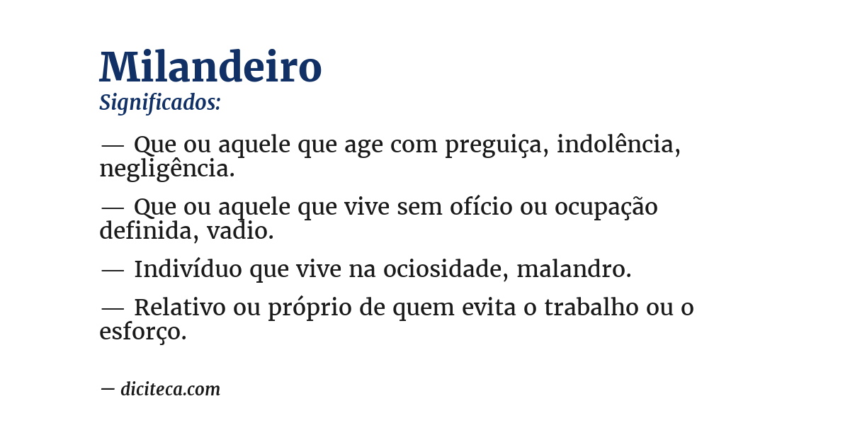 Significado de milandeiro