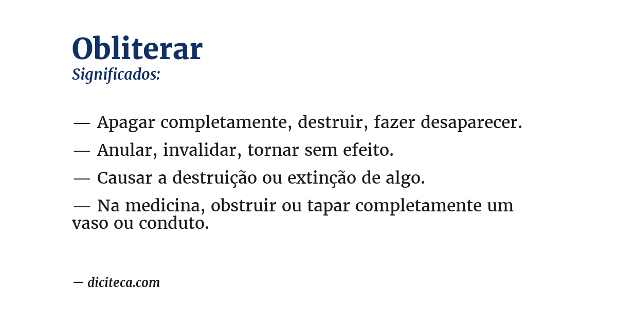 Significado de obliterar
