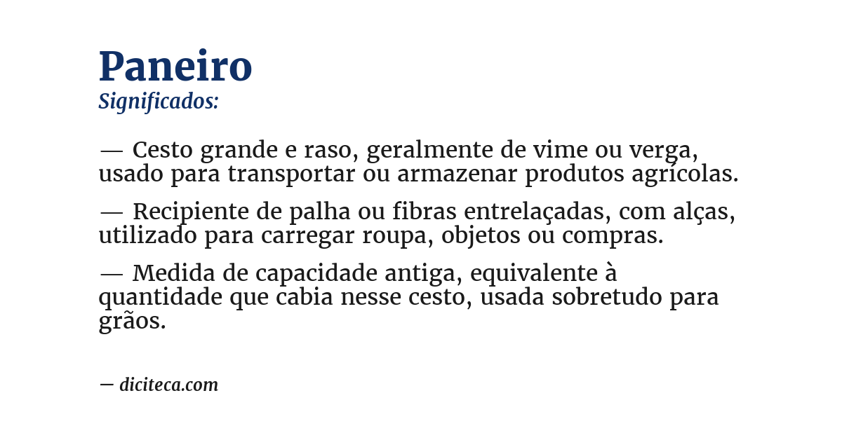 Significado de paneiro