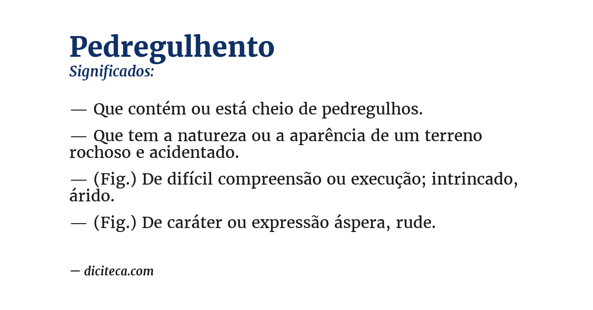 Significado de pedregulhento
