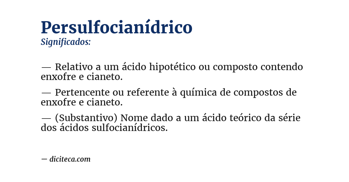 Significado de persulfocianídrico
