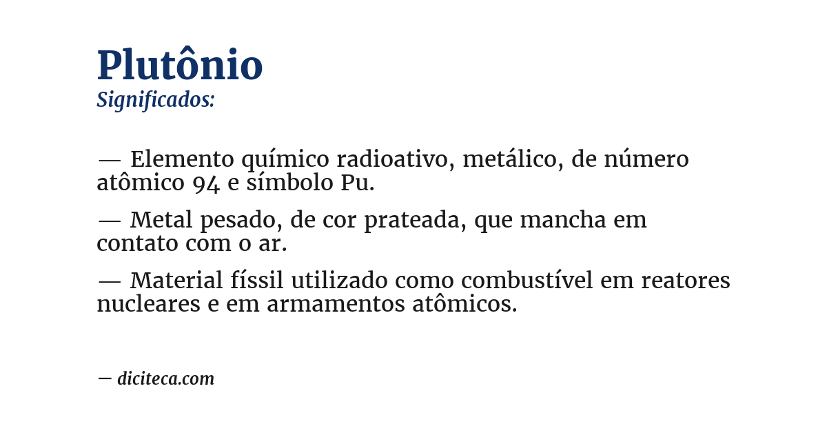 Significado de plutônio