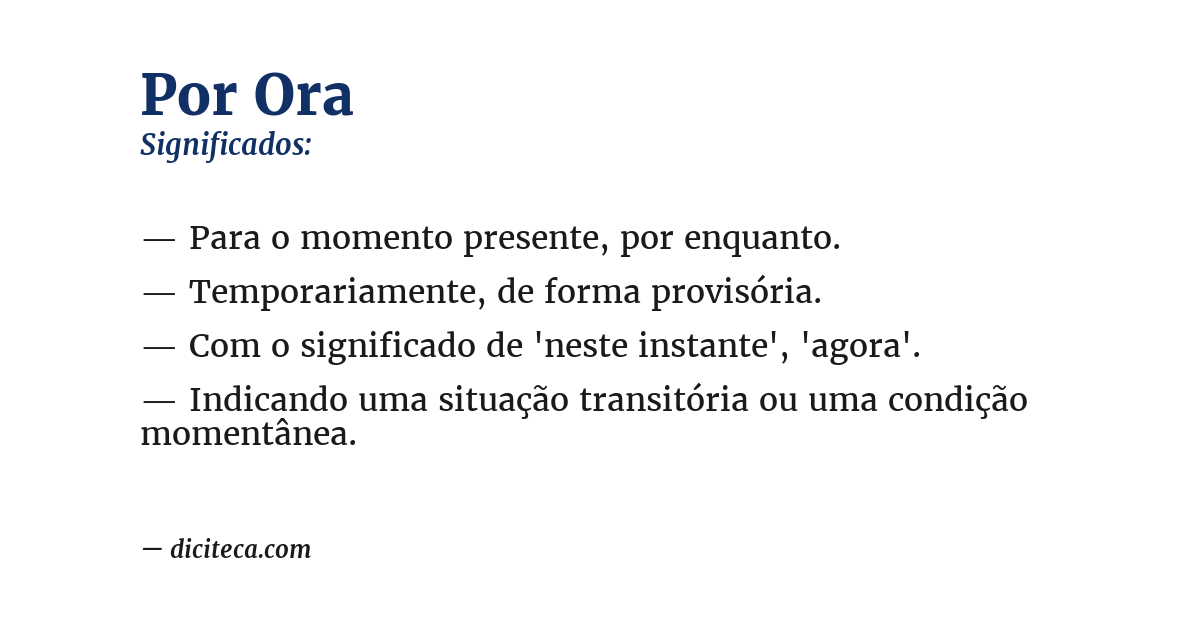 Significado de por ora
