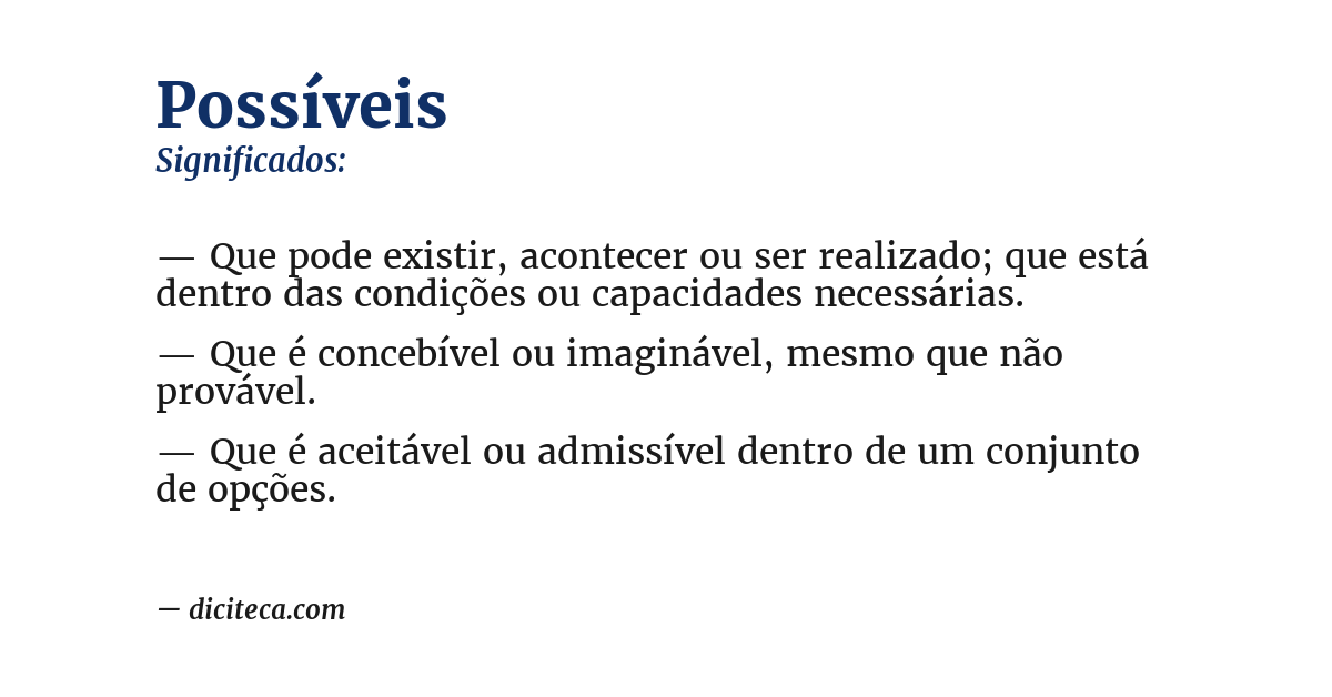 Significado de possíveis