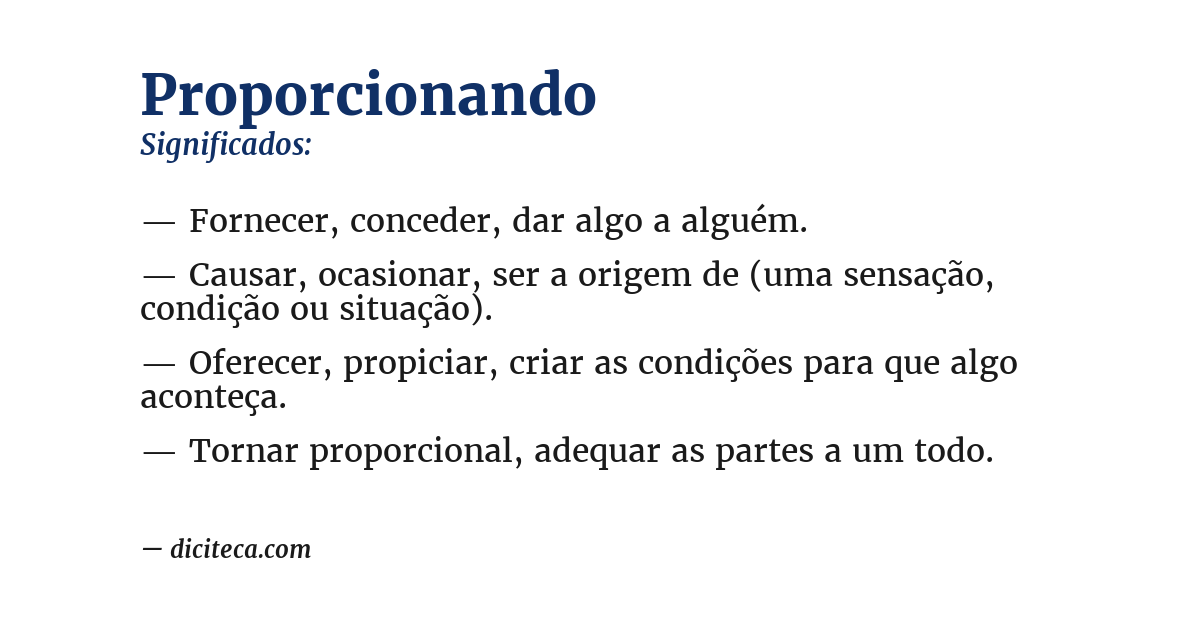 Significado de proporcionando