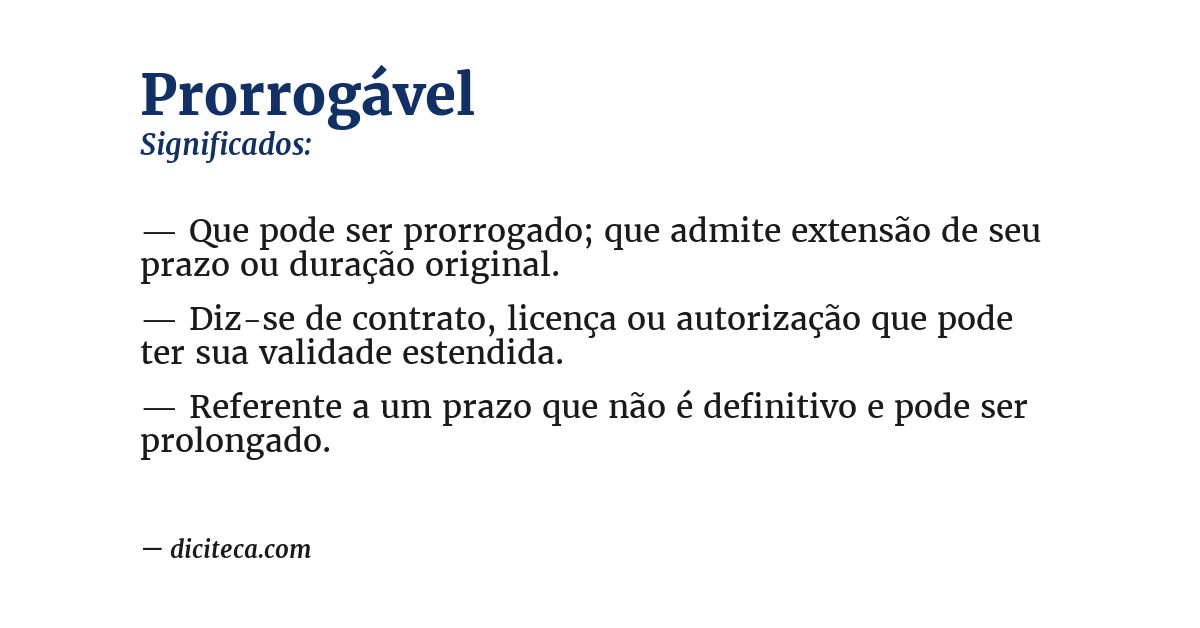Significado de prorrogável