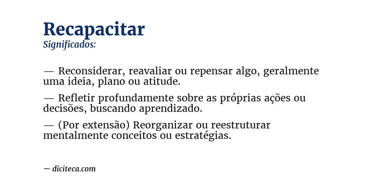 Significado de recapacitar