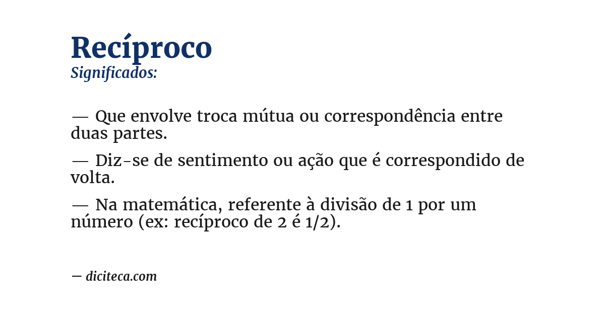 Significado de recíproco