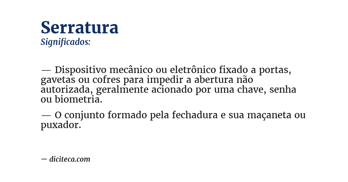 Significado de serratura