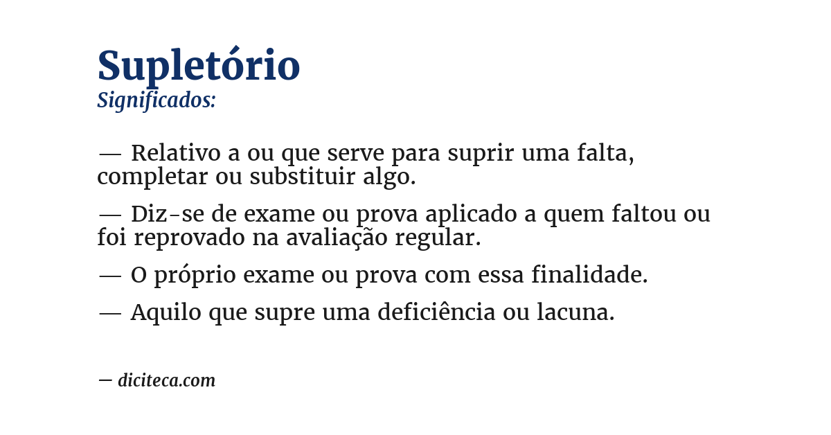 Significado de supletório