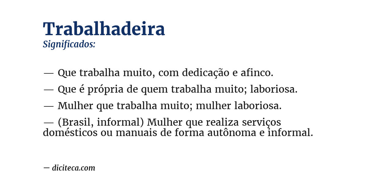 Significado de trabalhadeira