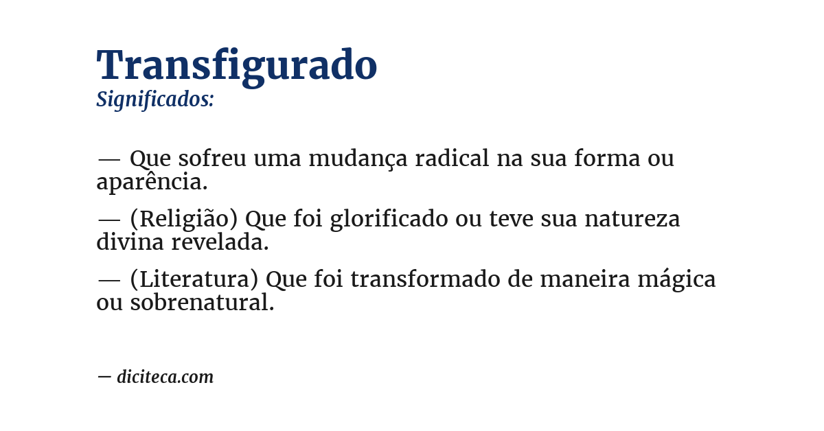 Significado de transfigurado