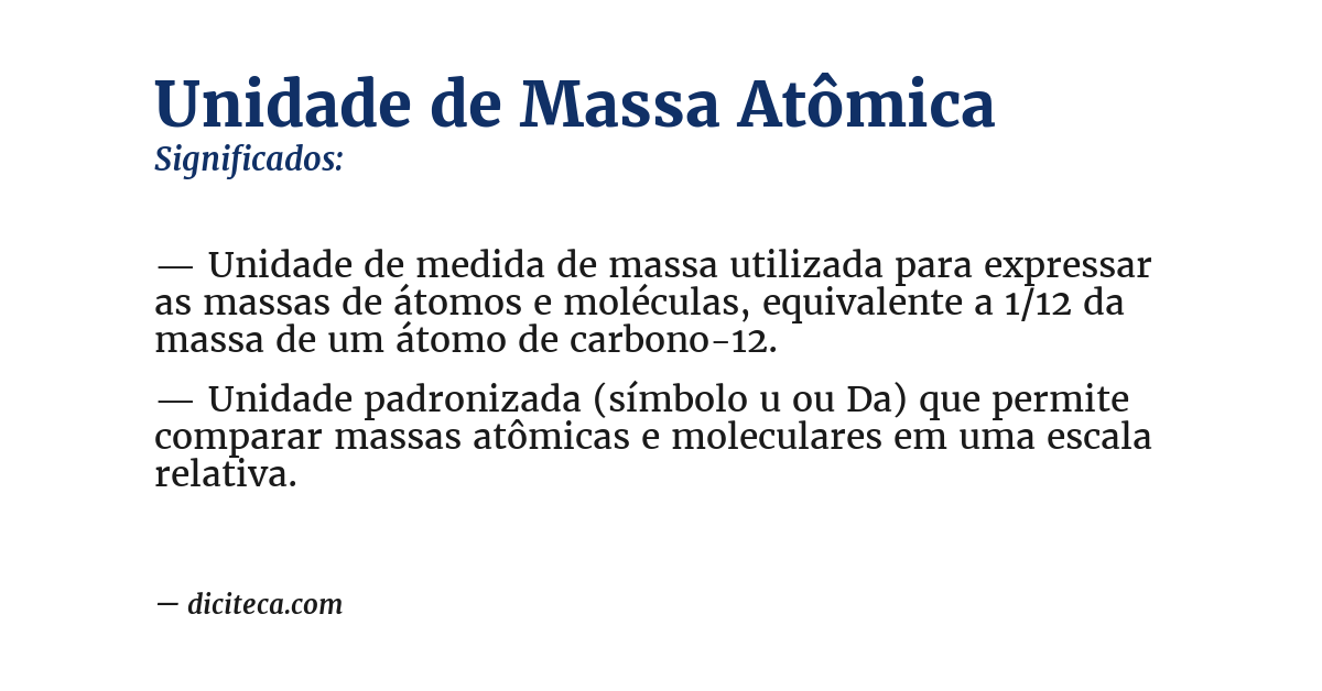 Significado de unidade de massa atômica