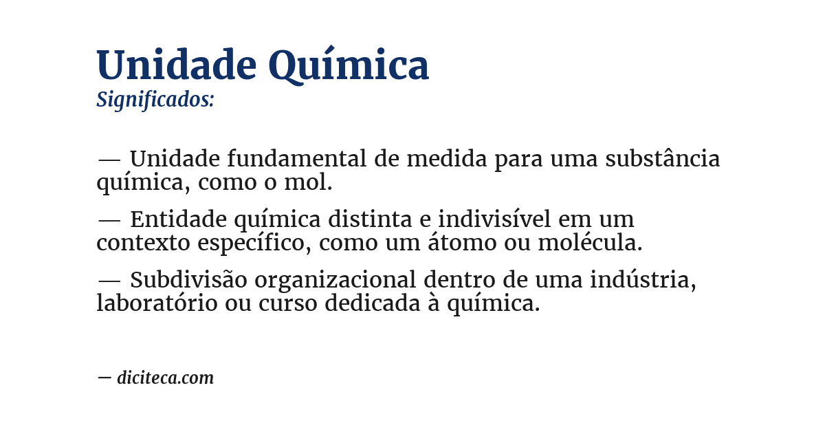 Significado de unidade química