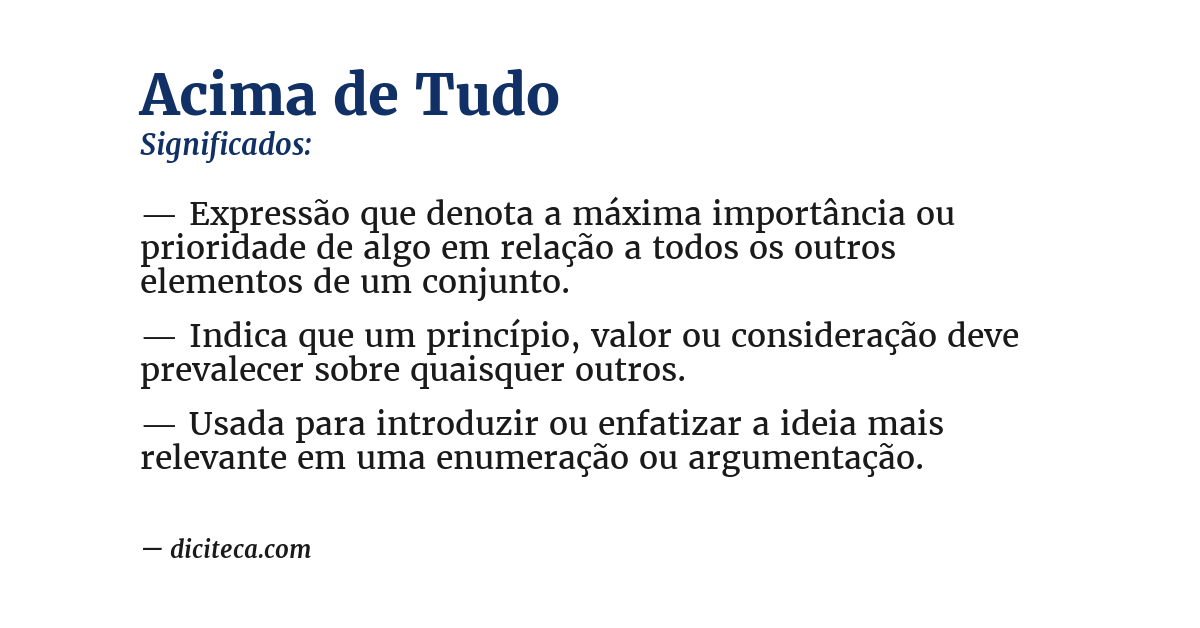 Significado de acima de tudo