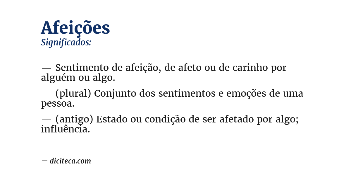 Significado de afeições