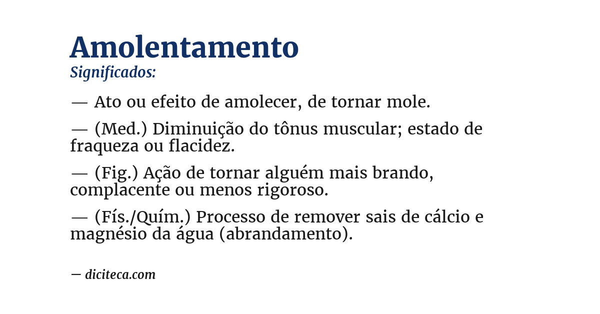Significado de amolentamento