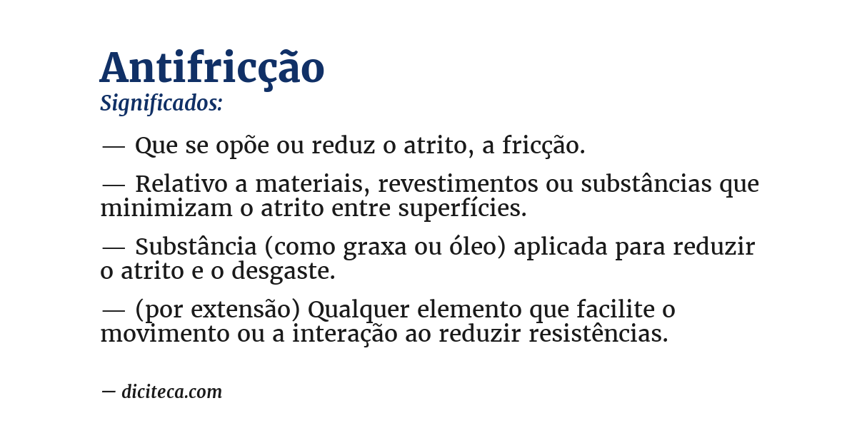 Significado de antifricção