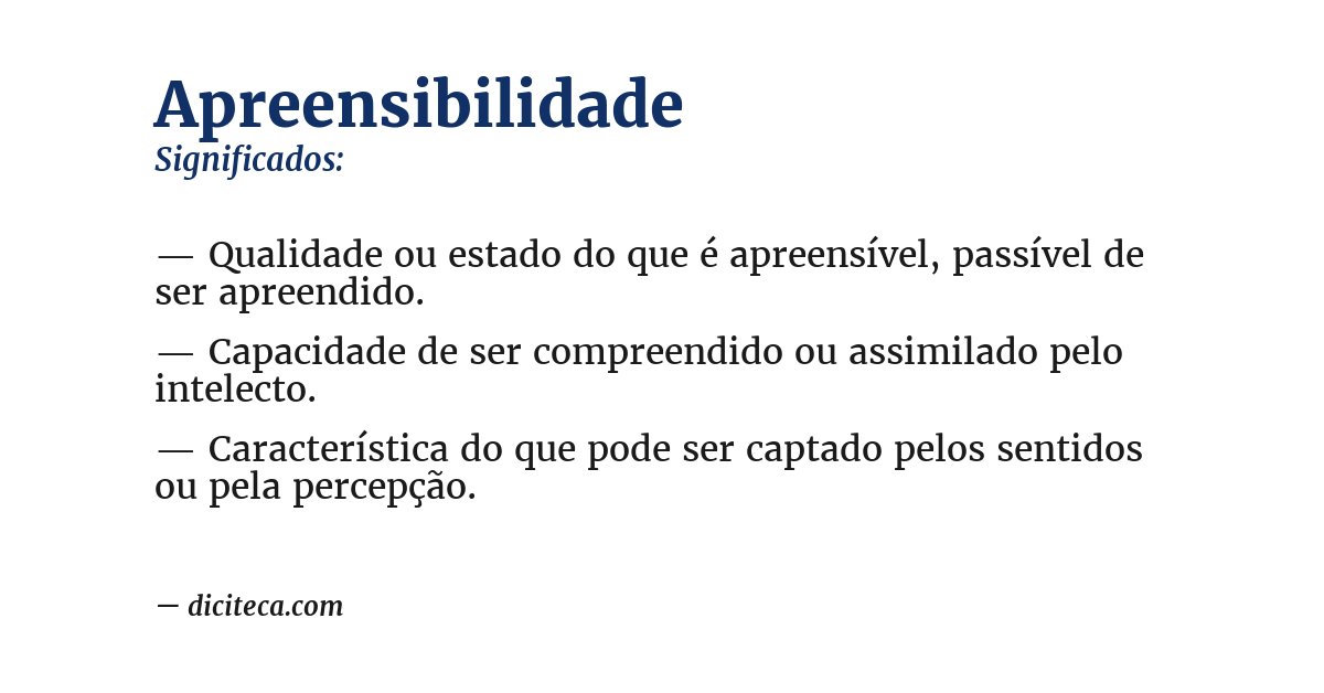 Significado de apreensibilidade