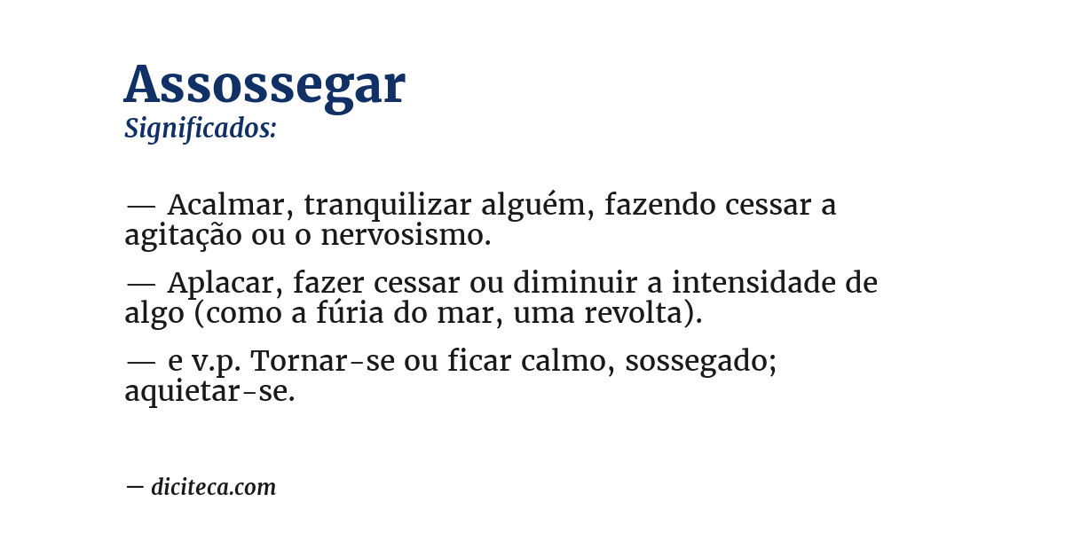 Significado de assossegar