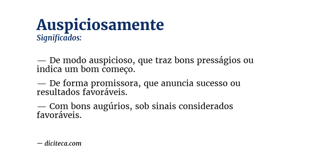 Significado de auspiciosamente