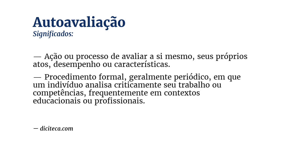 Significado de autoavaliação