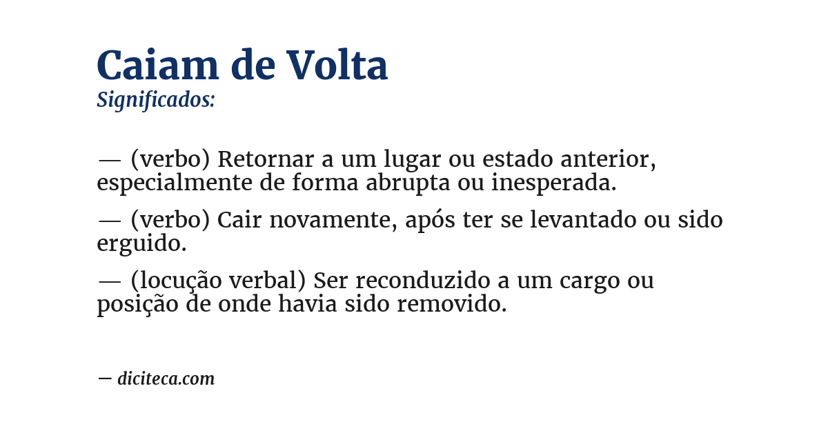 Significado de caiam de volta