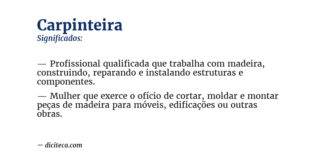 Significado de carpinteira