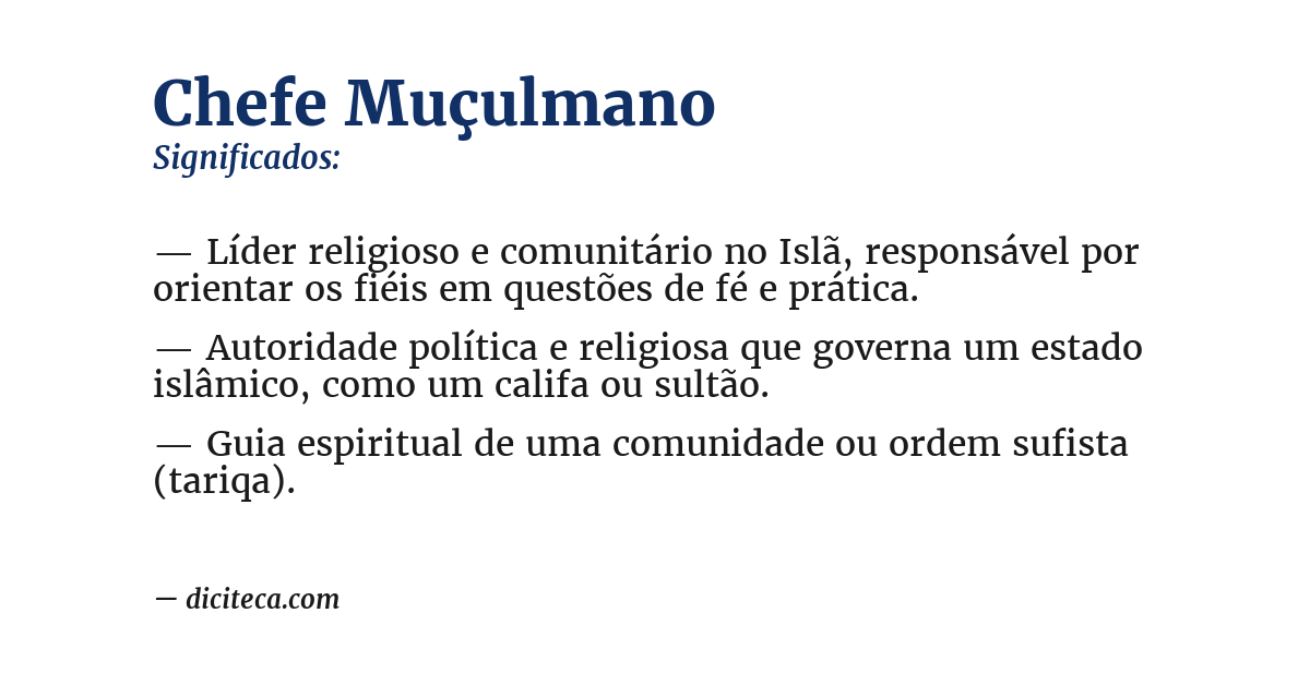 Significado de chefe muçulmano