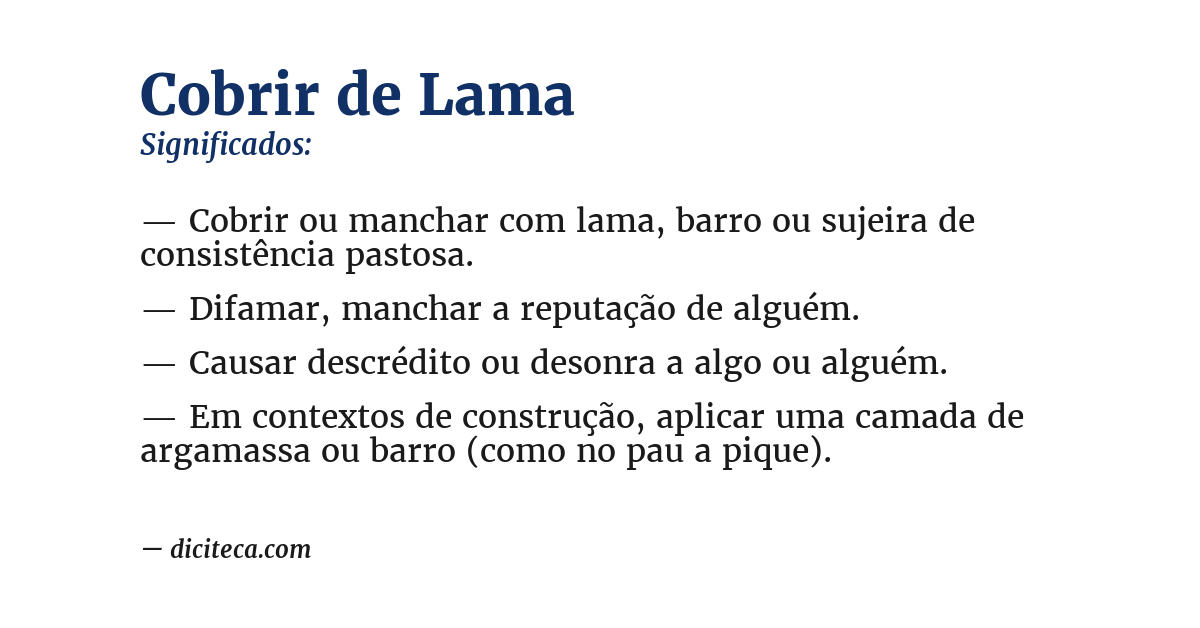 Significado de cobrir de lama