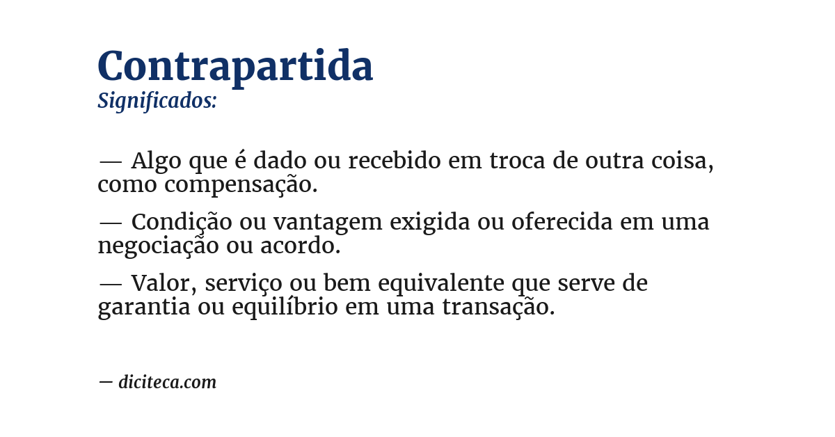 Significado de contrapartida
