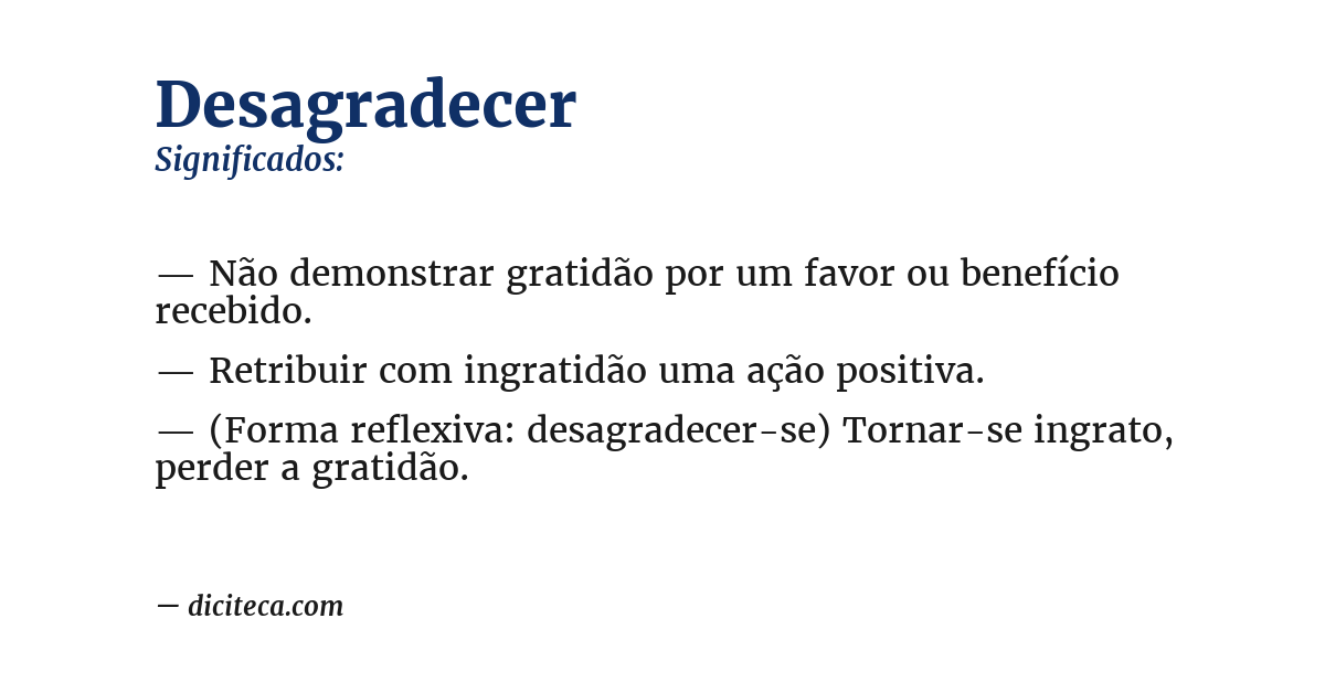 Significado de desagradecer
