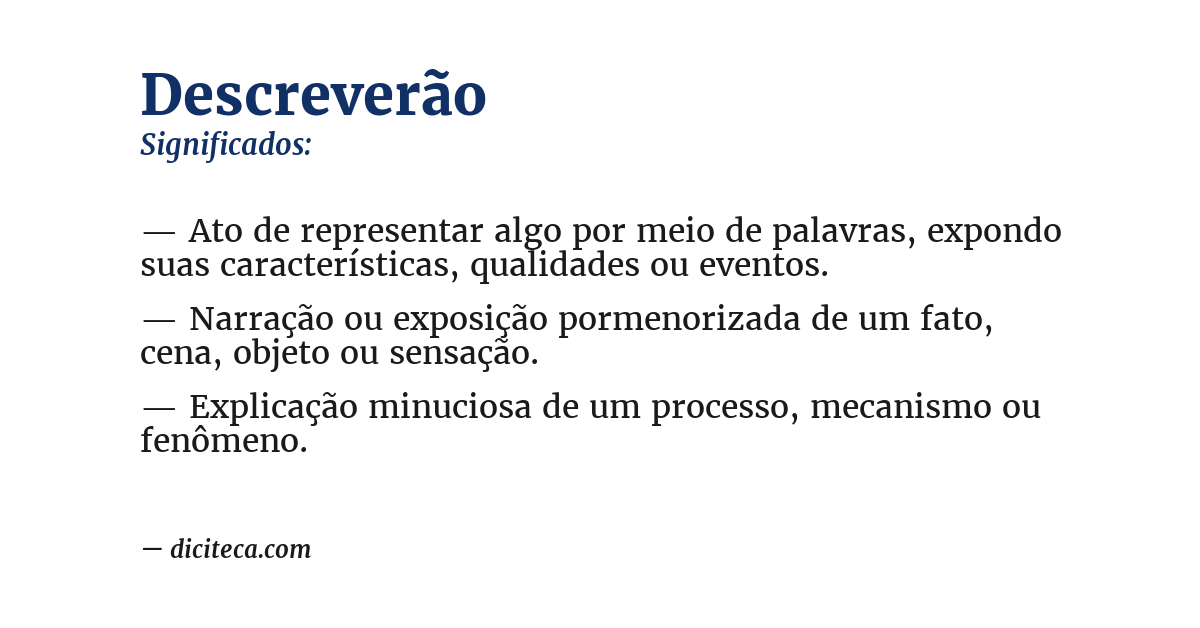Significado de descreverão