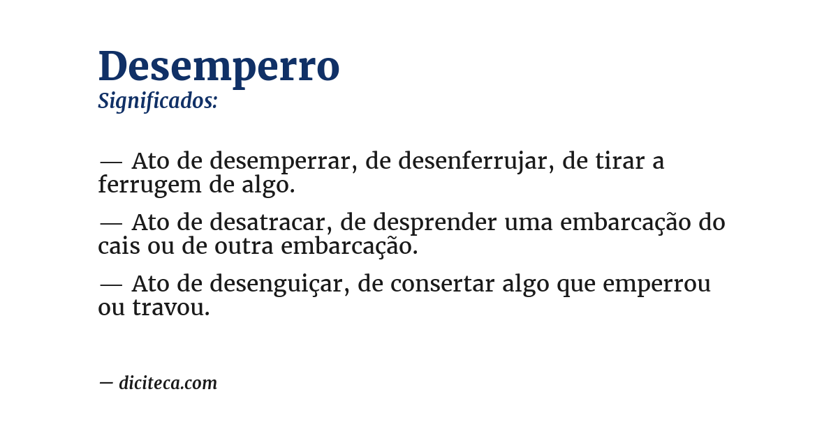 Significado de desemperro