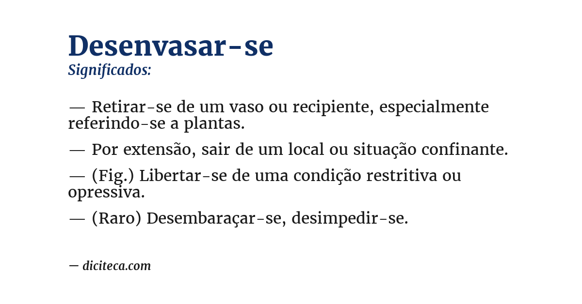 Significado de desenvasar-se