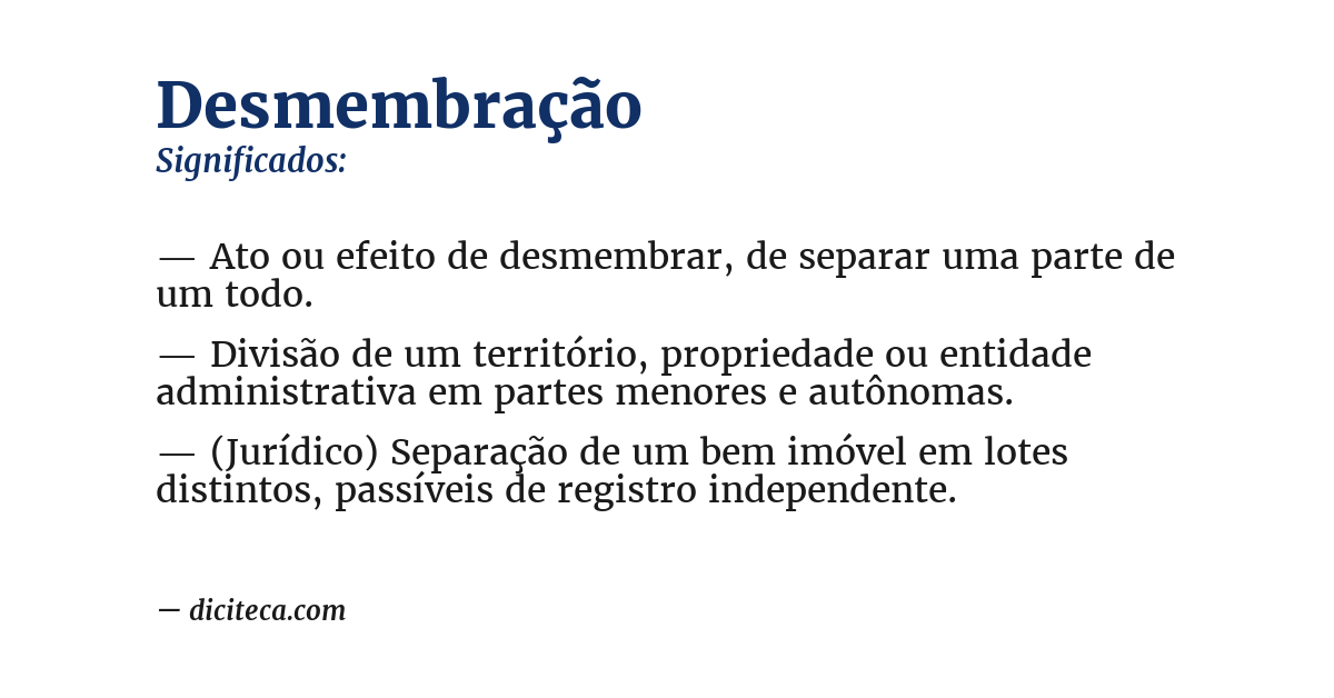 Significado de desmembração