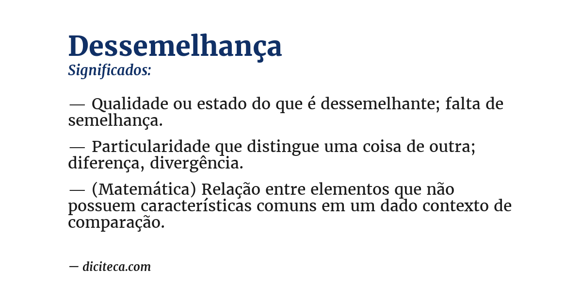 Significado de dessemelhança