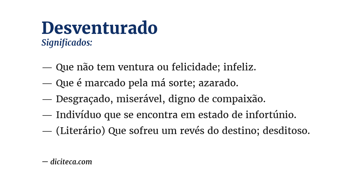 Significado de desventurado