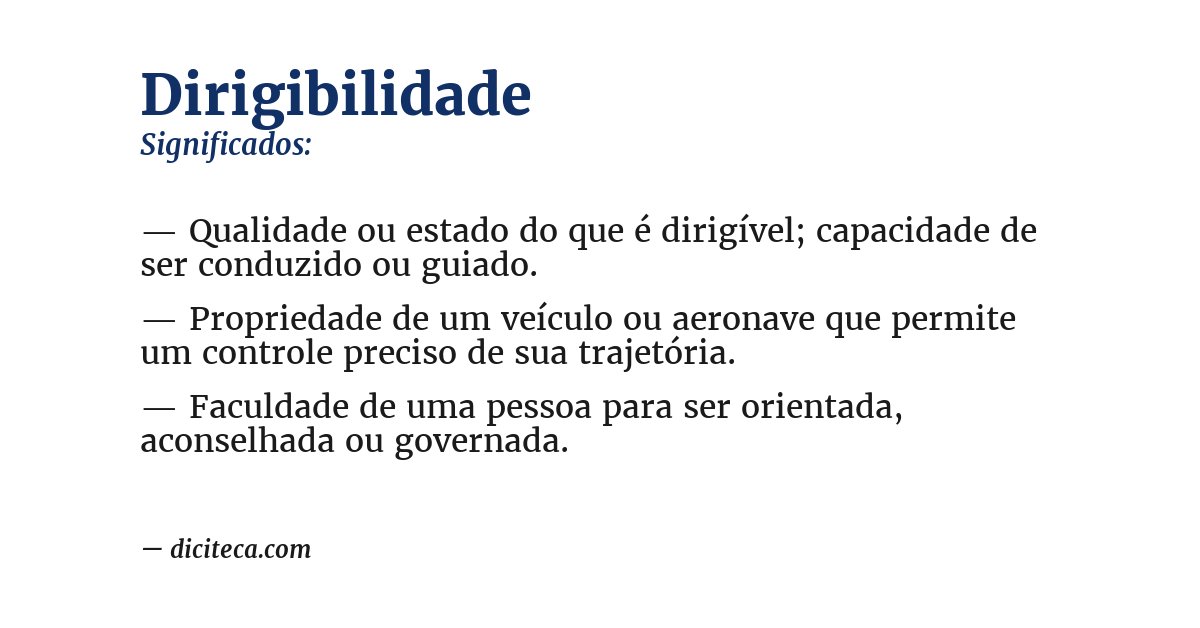 Significado de dirigibilidade