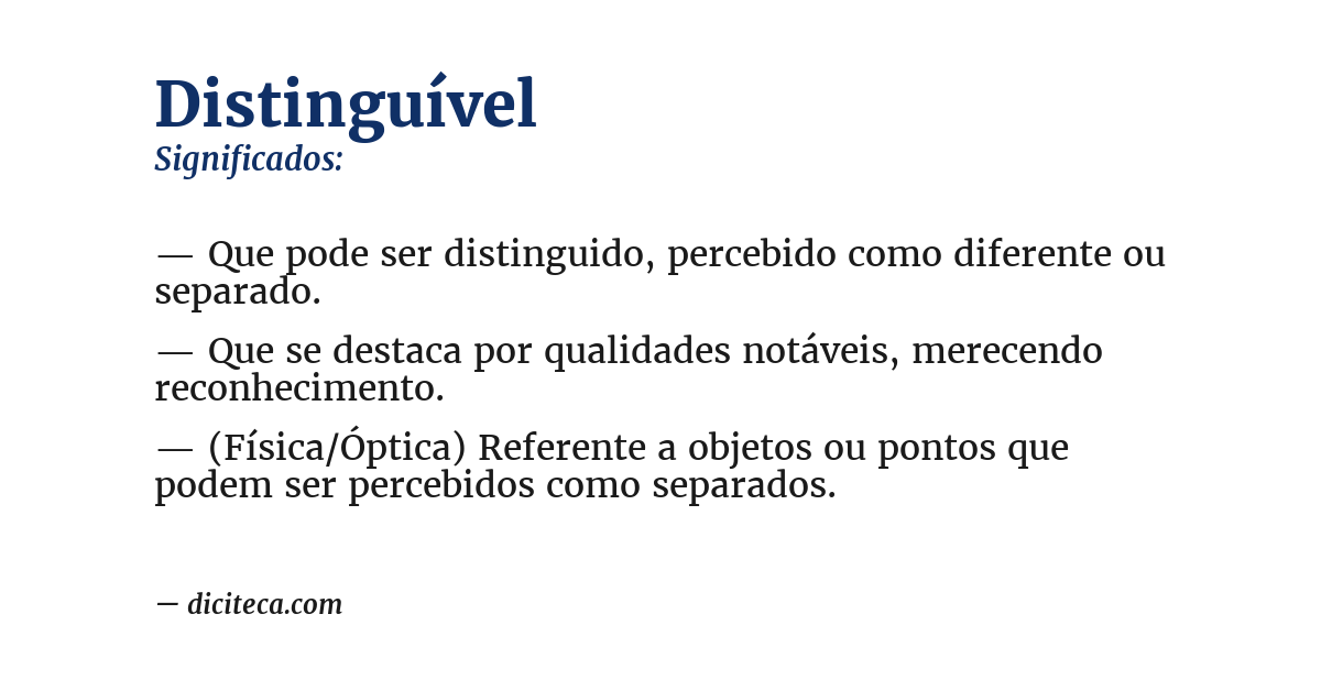 Significado de distinguível