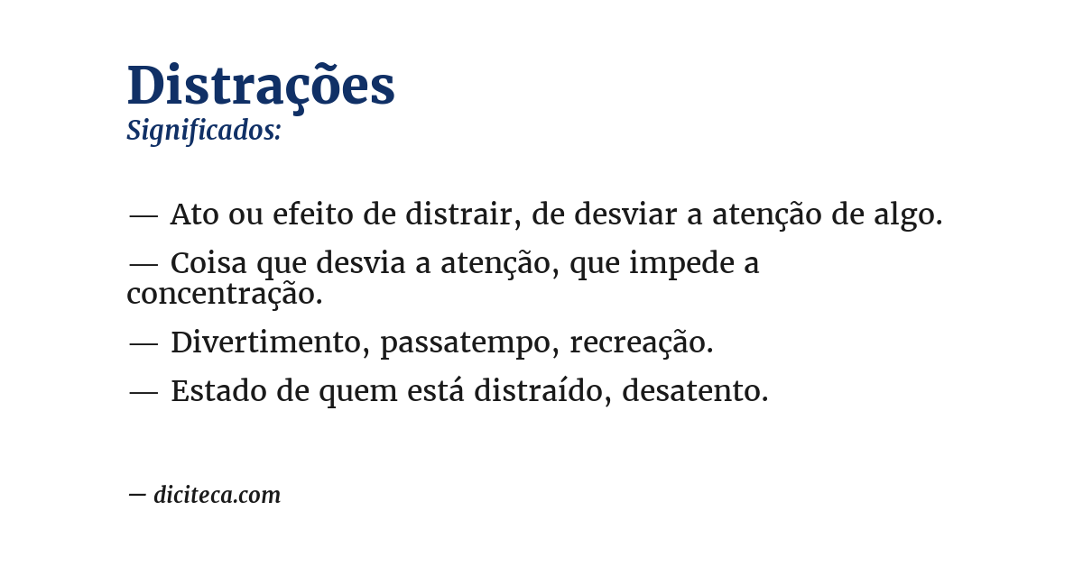 Significado de distrações