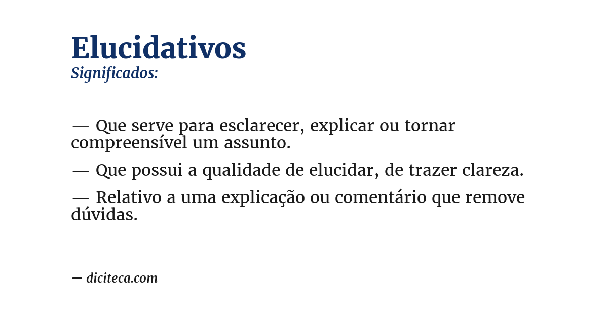 Significado de elucidativos